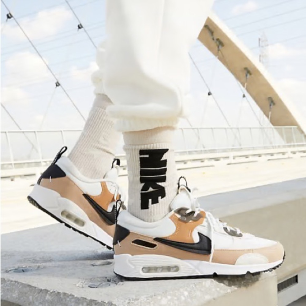 Nike Air Max 90 Futura sneakers in black and sand drift beige